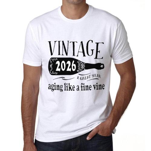 Homme Tee-Shirt Vieillissement Comme Un Bon Vin 2026 - Aging Like A Fine Wine 2026 - T-Shirt Vintage Cadeau Nouveauté
