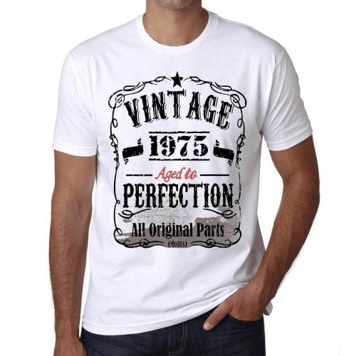 Homme Tee-Shirt - All Original Parts Aged To Perfection 1975 - 49 Ans T-Shirt Graphique Idée Cadeau 49e Anniversaire Vintage Année 1975 Nouveauté