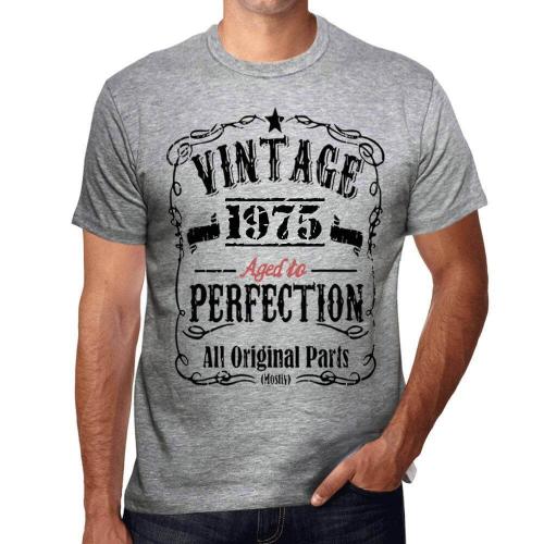 Homme Tee-Shirt - All Original Parts Aged To Perfection 1975 - 49 Ans T-Shirt Graphique Idée Cadeau 49e Anniversaire Vintage Année 1975 Nouveauté