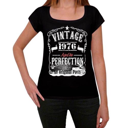 Femme Tee-Shirt - Aged To Perfection All Original Parts 1976 - 48 Ans T-Shirt Graphique Idée Cadeau 48e Anniversaire Vintage Année 1976 Nouveauté