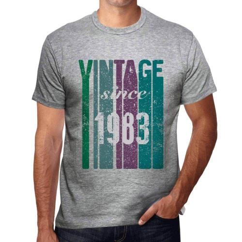 Homme Tee-Shirt Vintage Depuis 1983 - Vintage Since 1983 - 41 Ans T-Shirt Graphique Idée Cadeau 41e Anniversaire Vintage Année 1983 Nouveauté
