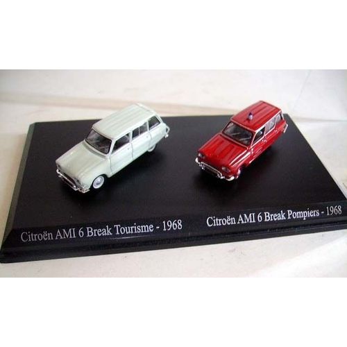 Citroen Ami 6 Break + Break Pompiers - 1968 - Echelle Ho-Atlas