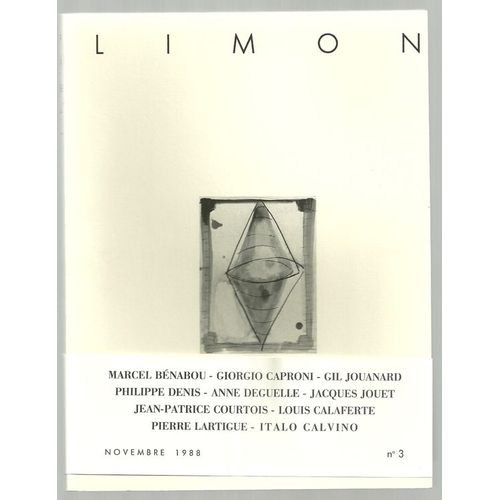 Limon, Cahiers D'art Et De Littérature. Novembre 1988, N° 3