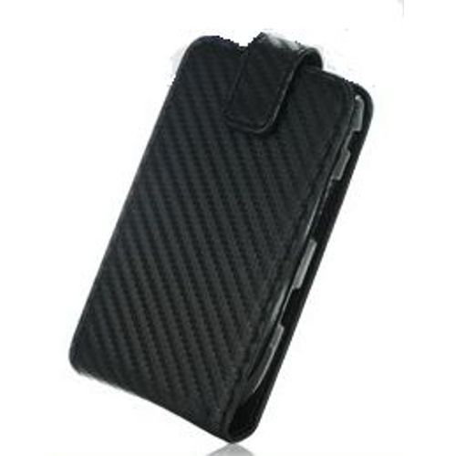 Housse Etui Coque Cuir Carbone Noir Pour Samsung I9000 Galaxy S