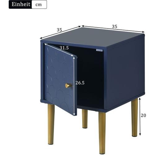 H50/W35/D35cm Table De Chevet Table De Chevet Certifiée Fsc Table De Canapé Bleu Marine Pour Correspondre À N'importe Quel Lit Et Chambre