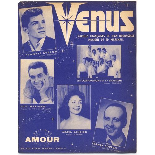 Vénus (Jean Broussolle / Ed Marshall) / Partition Originale 1959, Piano Et Chant