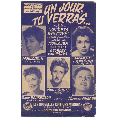 Un Jour, Tu Verras... (Chanson Du Film "Secrets D'alcove" / Marcel Mouloudji, Georges Van Parys) / Partition Originale 1954 Avec Tableau D'accords Pour La Guitare