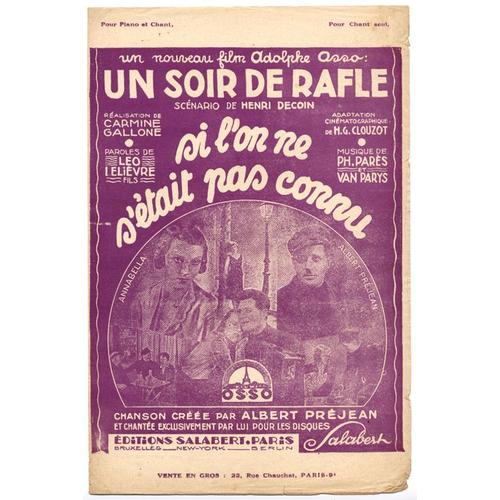 Si L'on Ne S'était Pas Connu (Chanson Du Film "Un Soir De Rafle" / Léo Lelièvre, Ph. Parès, Georges Van Parys) / Édition De 1944