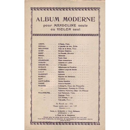 Album Moderne Pour Mandoline Seule Ou Violon Seul . Pomone . Valse