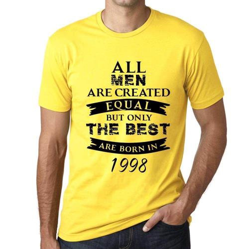 Homme Tee-Shirt - All Men Are Created Equal But Only The Best Are Born In 1998 - 26 Ans T-Shirt Graphique Idée Cadeau 26e Anniversaire Vintage Année 1998 Nouveauté