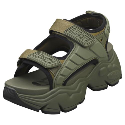 Buffalo Binary Track Vegan Sandals Platesforme Kaki