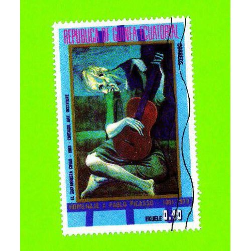 Timbre Oblitéré Used Stamp Selo Carimbado El Guitarrista Ciego Picasso 0,40 Ekuele Rep. Guinea Ecuatorial