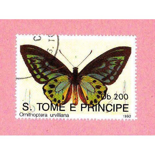 Timbre Oblitéré Used Stamp Selo Carimbado Butterfly Papillon Ornithoptera Urvilliana S. Tome E Principe Db200 1992