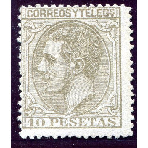 Alfonso Xiii 1879 - 10 Pesetas Brun-Olive. N*. Edifil #209, Y&t #192. Signé. Tb. Cote 1.700 Euros!