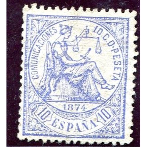 Alegoria De La Justicia 1874. 10c. De Pesetas Outremer. N*. Edifil #145, Y&t #143. Tb.