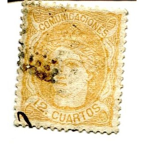 Régence, 1870. 12 Cuartos Bistre . Edifil #113, Y&t #113. Tb.
