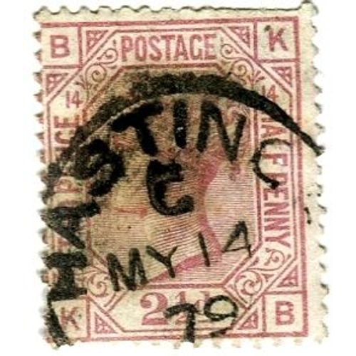 Queen Victoria 1875 - 2p1/2 Rose Carminé, Planche 14. Sg #141, Scott #67, Y&t #56. Tb.