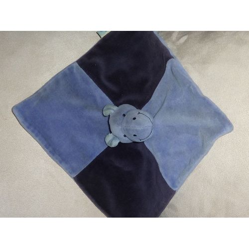 Doudou Hippopotame Plat Bleu Marine  Tout Compte Fait