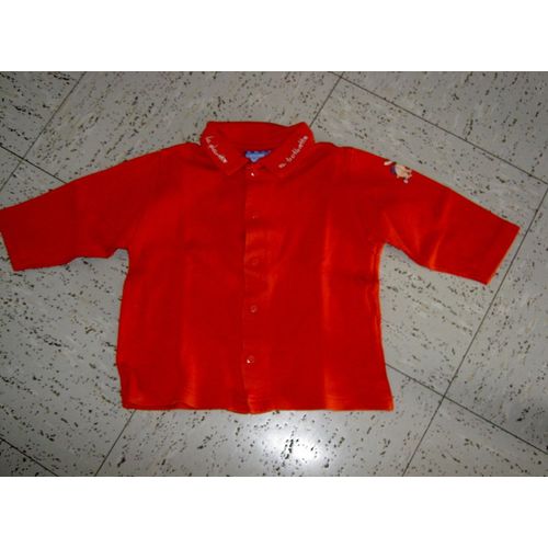 Polo Manches Longues Rouge-Orange Motif Manche Lapin Trotinette Canari Baby Taille 12 Mois