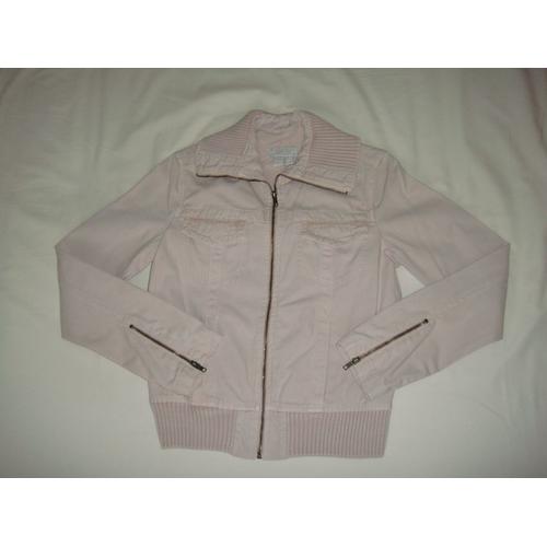 Joli Petit Blouson Toile Rose Zippé Zara - M