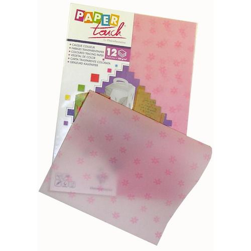 Papier Calque Couleur Paper Touch A4 Rose Motifs Fleurs x 12