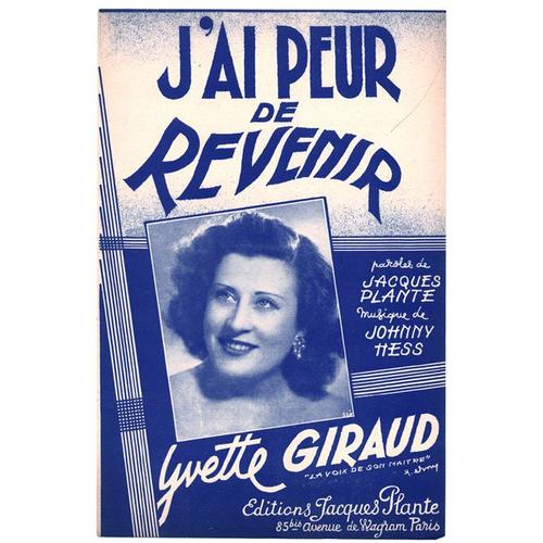 J'ai Peur De Revenir (Jacques Plante / Johnny Hess) / Partition Originale 1951