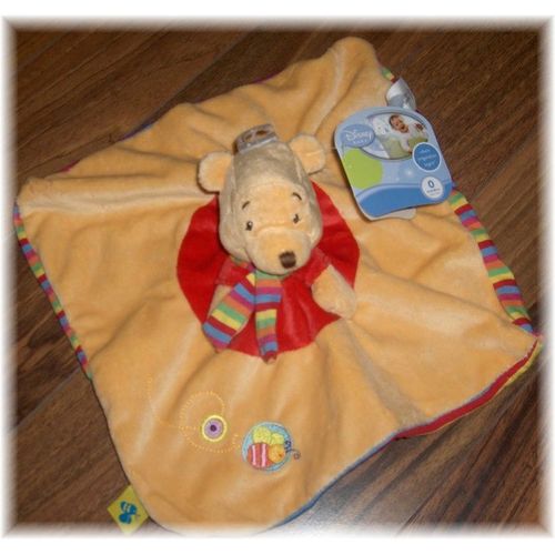 Doudou Ours Winnie The Pooh Disney Baby Nicotoy  Rayé Au Dessous Et Echarpe