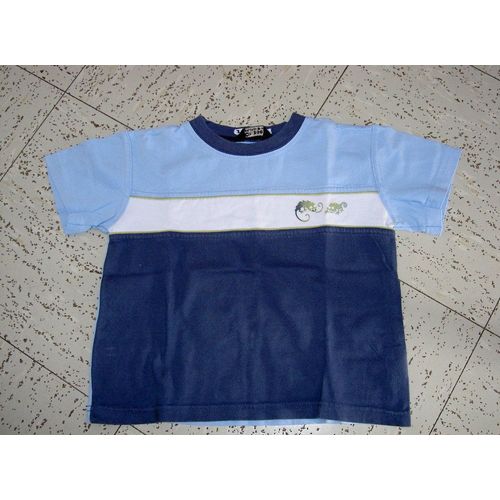 T-Shirt Bleu Bleu Clair Et Blanc Manches Courtes H&m Chiboogi Taille 18 Mois
