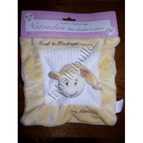Doudou Plat Mouton Brebis Natoudou Eveil Et Tendresse Cmp Jaune Blanc