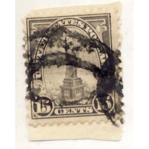 Statue De La Liberté, 15 Cents, Sur Support Coupé