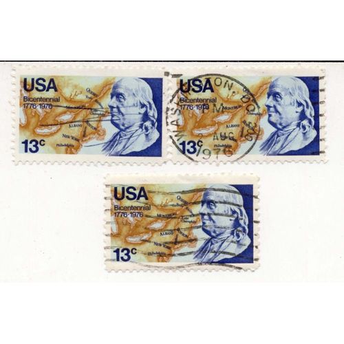 Timbres U S A, Franklin 13 Cents, Oblitérés En 1976