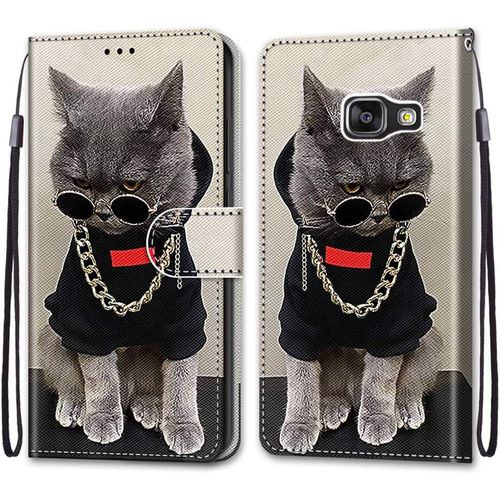 Coque Pour Samsung Galaxy A3 2016 / A310, Etui En Cuir Pu Portefeuille Housse Coque Avec 360 Degres Silicone Antichoc Protection Cover Cuir Pochette Magnetique Flip Bequille (Chats 3)