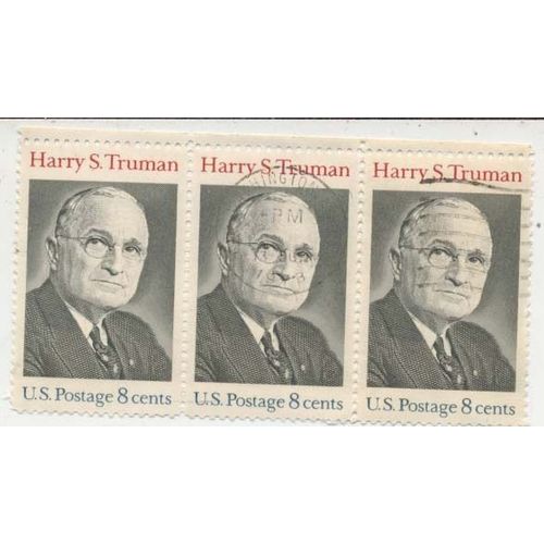 Timbre U S A, Harry Sz. Truman, 8 Cents, 2timbres Oblitérés, 1 Sans Trace D'oblitération