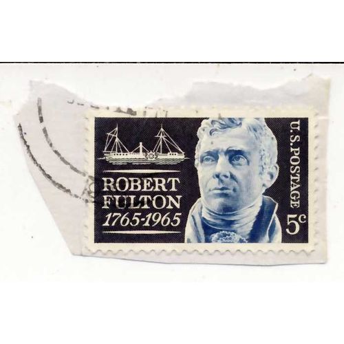 Timbre U S A, Robert Fulton 5 Cents Oblitéré