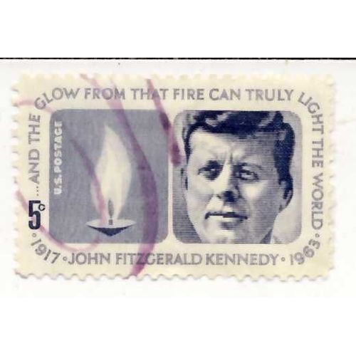 Timbre U S A, John Fitzgerald Kennedy, ...And The Glow From That Fire Can Truly Light The World, 5 Cents, Oblitéré