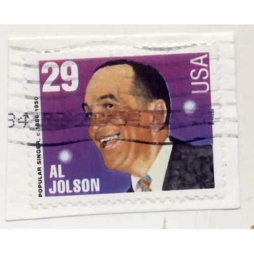 Timbre U S A , Al Jolson Popular Singer, 29 Cents Oblitéré