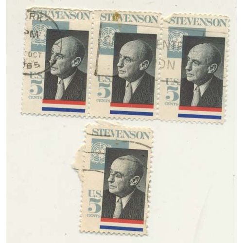 Timbre U S A, Stevenson, 5 Cents, Oblitérés  En 1965