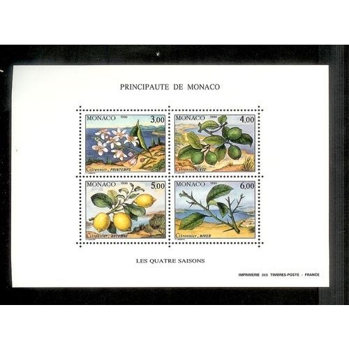 Monaco Bloc N°51 Les Quatre Saisons Du Citronnier 1990