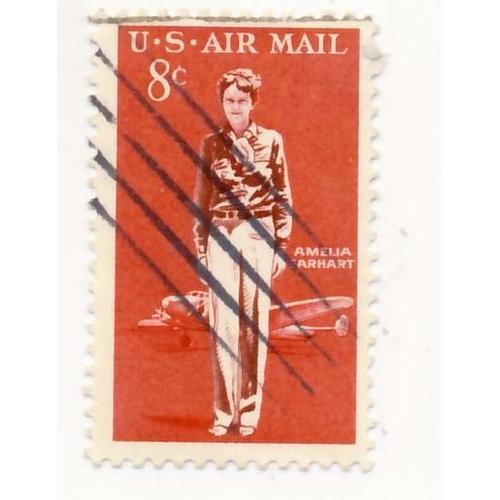 Timbre U S A , Amelia Earhart, U S Air Mail, 8 Cents, Oblitéré