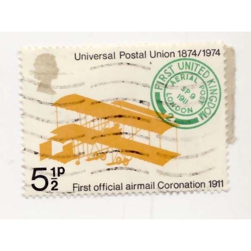 Timbre Angleterre, First Official Airmail Coronisation 1911, 5,5 P, Oblitéré