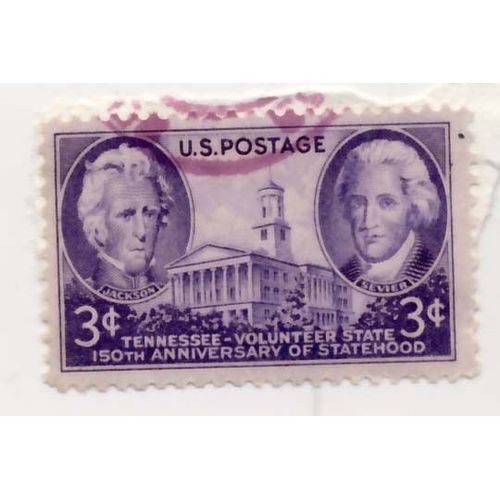 Timbre U S A, Jackson, Sevier, Tennessee Volunteer State, 150th Anniversary Of Statehood, 3 Cents, Oblitéré