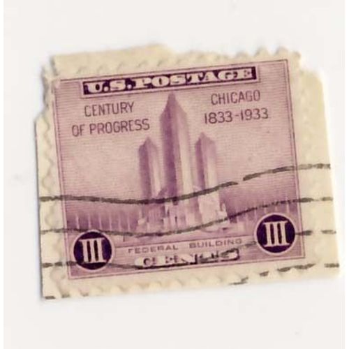Timbre U S A, Century Of Progress, Chicago 1833-1933, I I I Cents, Oblitéré