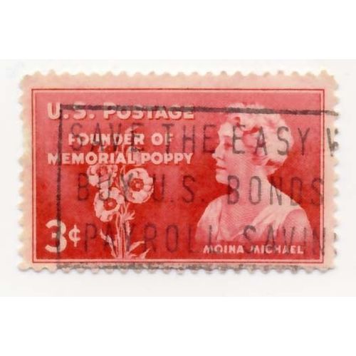 Timbre U S A, Angina Michael, Founder Of Memorial Poppy, 3 Cents, Oblitéré