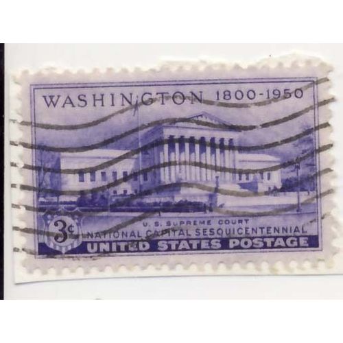 Timbre U S A, Washington 1800-1950 National Capital Sesquicentennial, 3 Cents Violet, Oblitéré