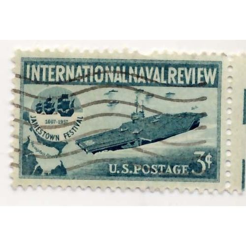 Timbre U S A, International Naval Review, Jamestown Festival, 3 Cents, Oblitéré