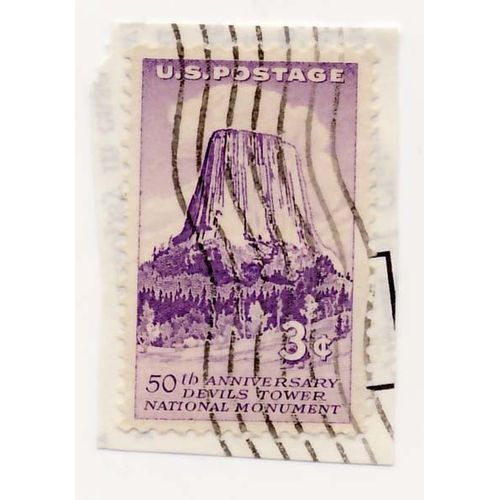 Timbre U S A, 50th Anniversary Devils Towwer National Monument,, 3 Cents, Oblitéré