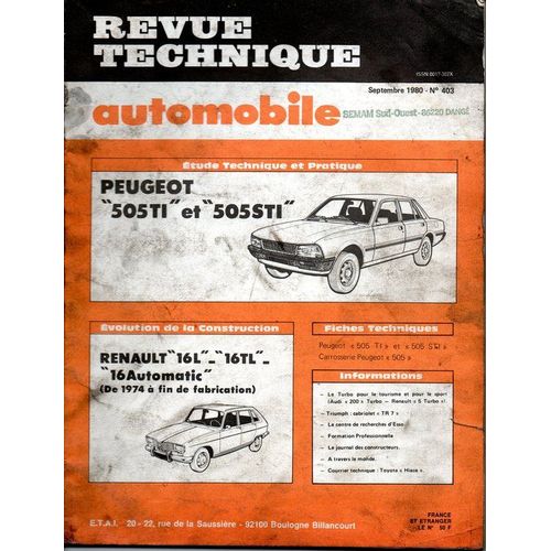 Revue Technique Automobile  N° 403 : Peugeot 505 Ti   Sti.