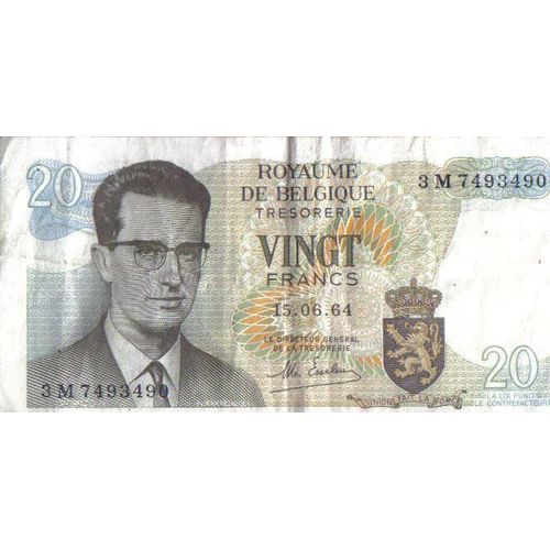 Billet De 20 Vingt Francs Belgique 1964