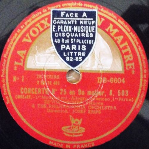 Concerto N°25 En Do Majeur K 503.  4 Disques 78t 30cm