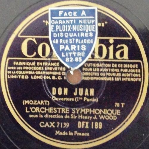 Don Juan, Ouverture. Disque 78t 30 Cm.